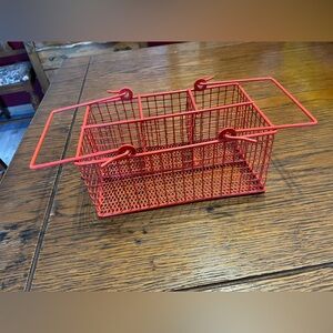 Vibrant Red Metal Storage Basket